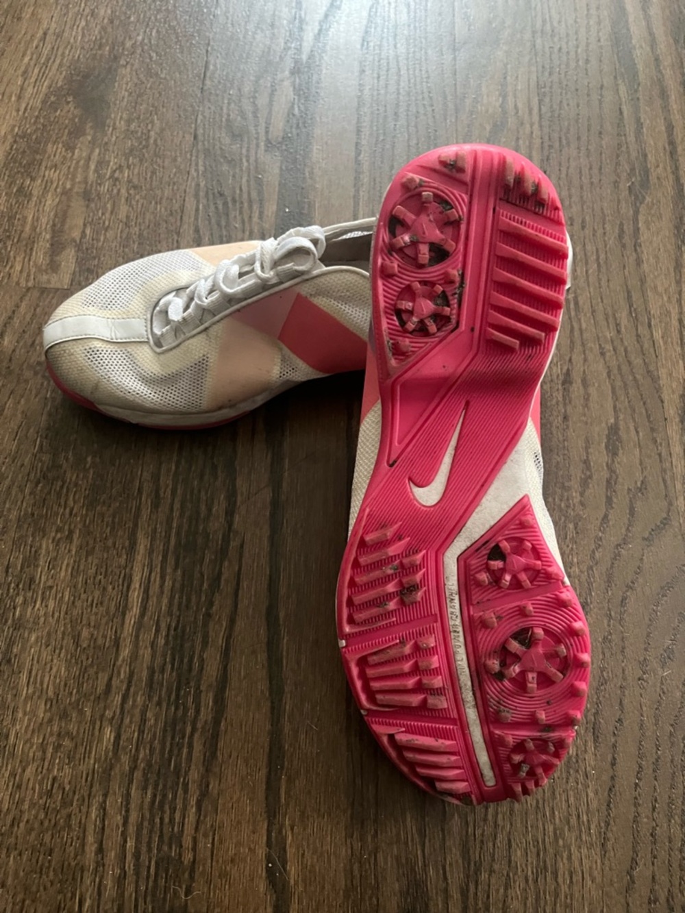 Nike White Golf Shoe with Pink and Cream Detail